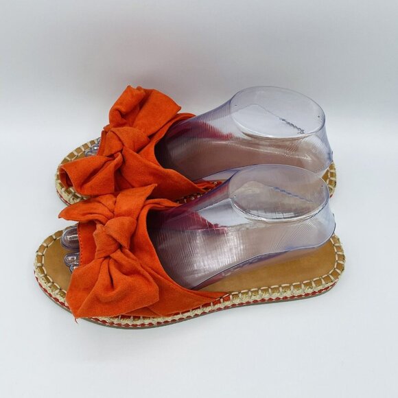 Universal Thread Sandals Womens Size 8.5 Orange Bow Espadrille Flat Comfort - Picture 5 of 12
